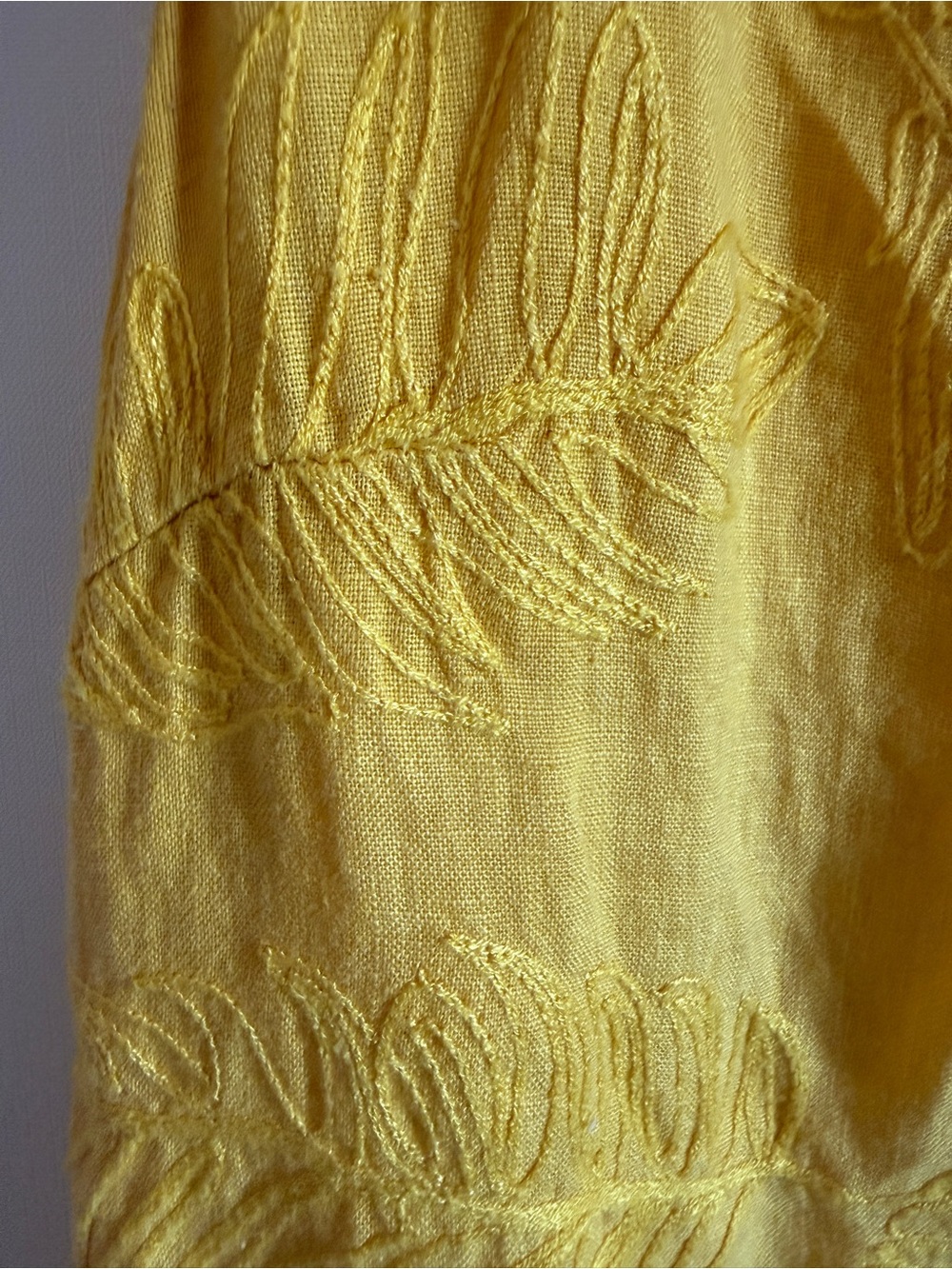 Lina Tomei Italian Linen Blend Mustard Embroidered Shift Dress M - Picture 4 of 7